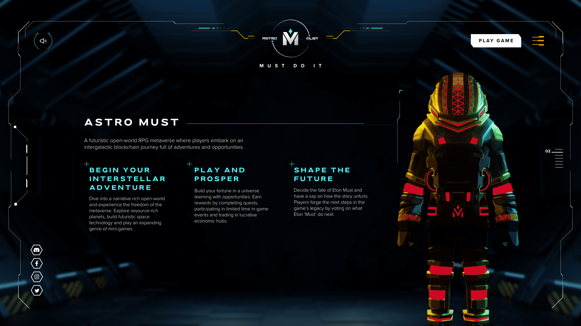 Astro Must character introduction with feature pillars